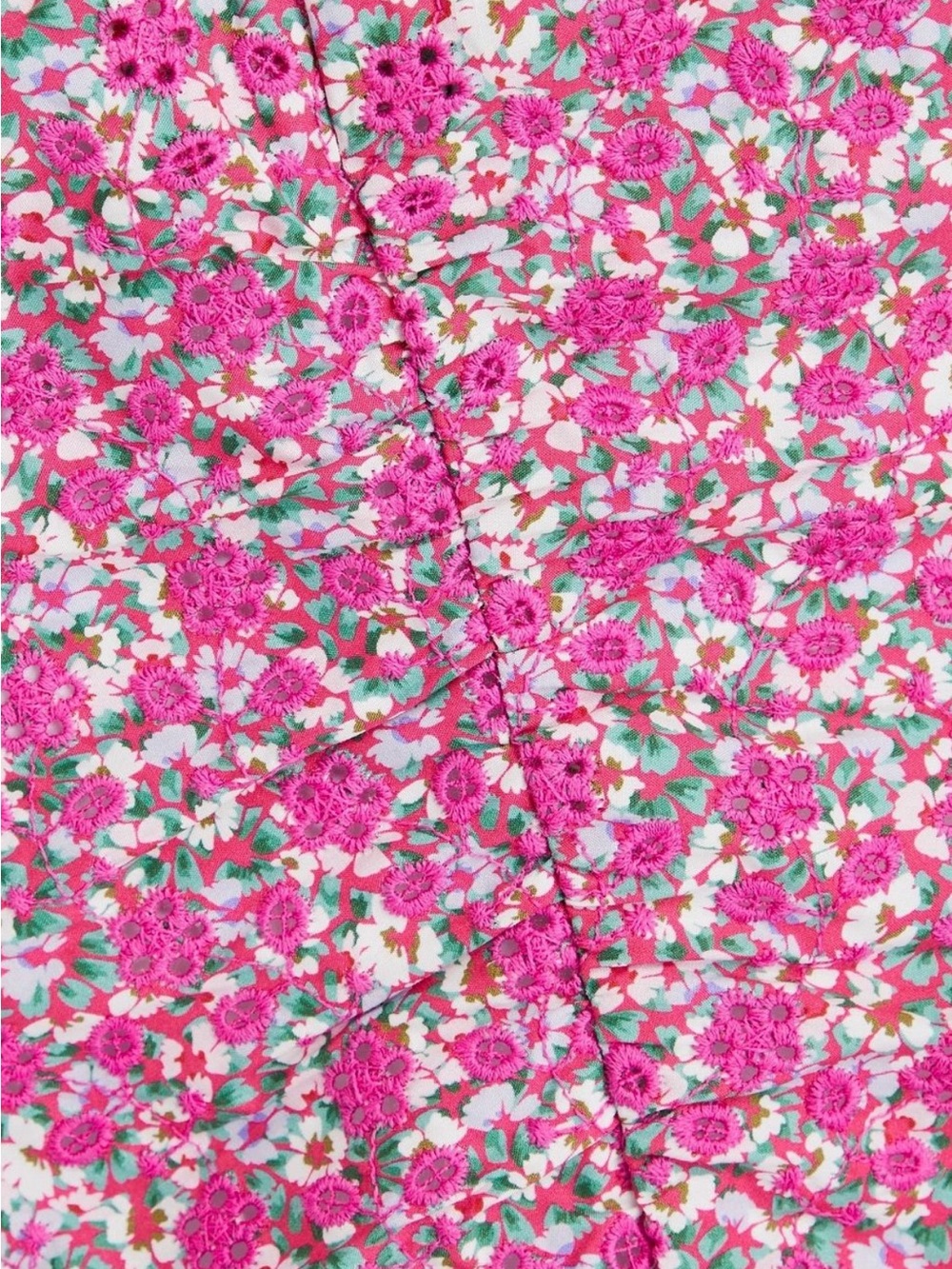 Maje Floral Print Broderie Anglaise Cotton Mini Dress Pink Size FR 40 / US 8 - Picture 6 of 8